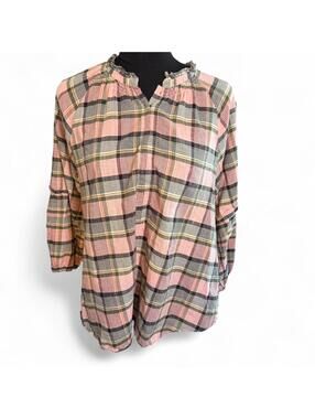 A Piece Apart Pink Plaid Cotton Blouse Size Small